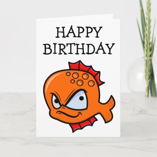 Funny Angry Goldfish Birthday Kaart (Voorkant)