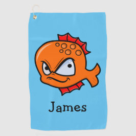 Funny Angry Goldfish Golfhanddoek