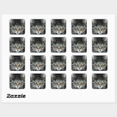Funny Angry Grumpy Judgemental Cat Vierkante Sticker (Vel)