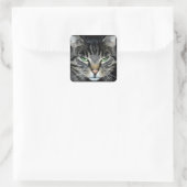 Funny Angry Grumpy Judgemental Cat Vierkante Sticker (Tas)