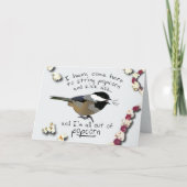 Funny Angry Holiday Chickadee Stringing Popcorn Feestdagen Kaart (Voorkant)