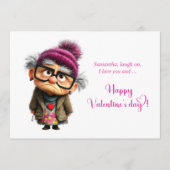 Funny Angry Lady In Bright Pink Valentine’s Day  Feestdagenkaart (Voorkant)