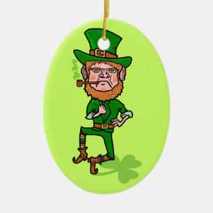Funny Angry Lucky Irish Leprechaun Keramisch Ornament