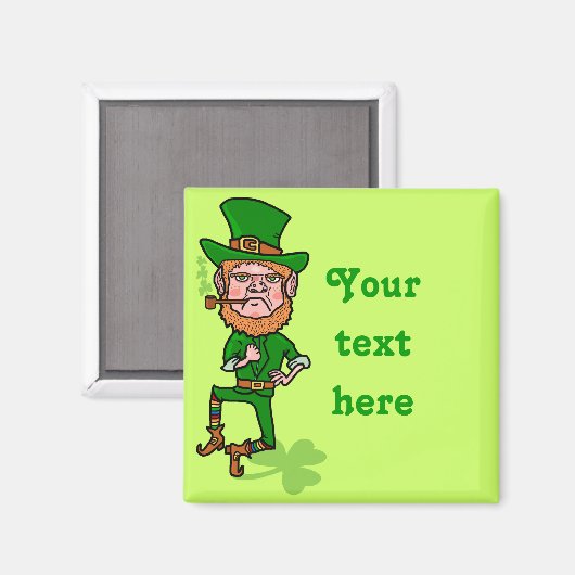 Funny Angry Lucky Irish Leprechaun Magneet (Voorkant / Achterkant)
