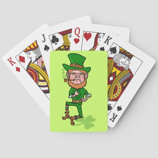 Funny Angry Lucky Irish Leprechaun Pokerkaarten (Achterkant)