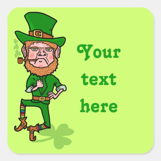 Funny Angry Lucky Irish Leprechaun Vierkante Sticker (Voorkant)