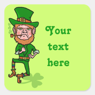 Funny Angry Lucky Irish Leprechaun Vierkante Sticker