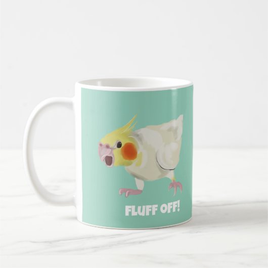Funny Angry Lutino Cockatiel Fluff Off Pet Parrot  Koffiemok (Links)