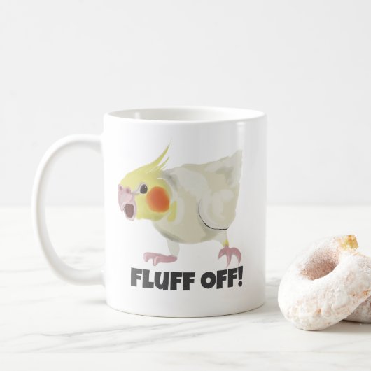 Funny Angry Lutino Cockatiel Fluff Off Pet Parrot  Koffiemok (Met donut)