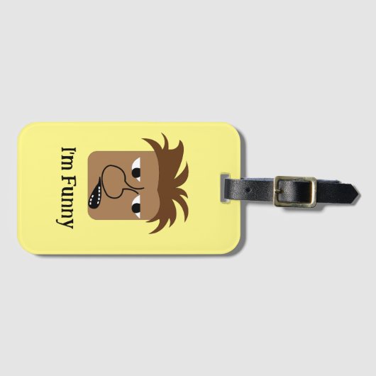 Funny Angry Man Face Funny Cartoon Bagagelabel (Voorkant (horizontaal))