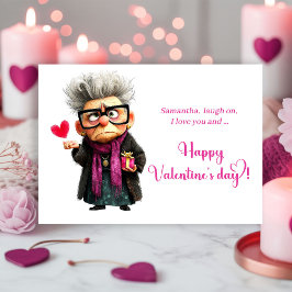 Funny Angry Old Lady Mood Valentine’s Day Card Feestdagenkaart