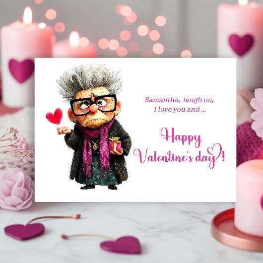 Funny Angry Old Lady Mood Valentine’s Day Card Feestdagenkaart