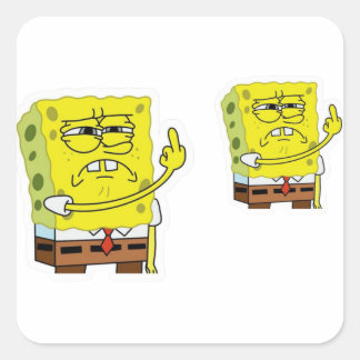 Funny Angry Sponge Cartoon Sticker - Grumpy Mood 