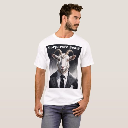 Funny animal boss surreal suited goat character t-shirt (Voorkant volledig)