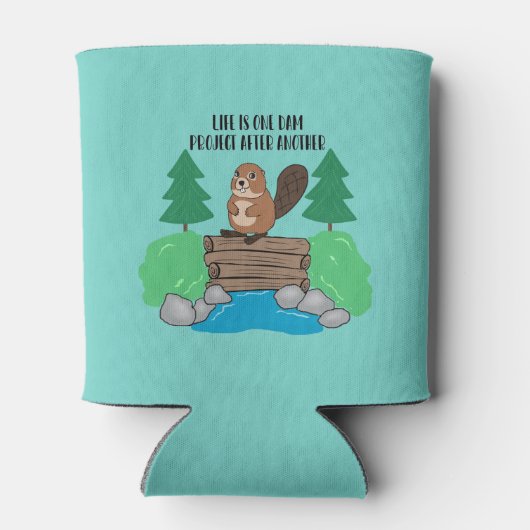 Funny Animal Busy Beaver Dam Project Blikjeskoeler (Achterkant)