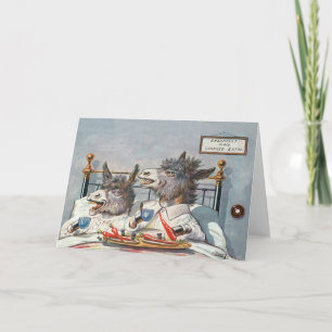 Funny  Animal Card - Donkey in Bed Kaart