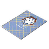 Funny Animal Cartoon Blauw Wit Goud voor Kinderen Notitieboek (Linkerzijde)