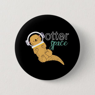 Funny Animal Cartoon Humor Otter Space Ronde Button 5,7 Cm