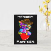 Funny Animal Cat Meowdy Partner Westerne Line Danc Kaart (Gele Bloem)