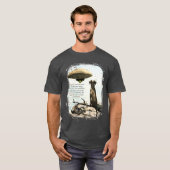 Funny animal dog alien spaceship UFO cool stick T-shirt (Voorkant volledig)