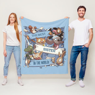 Funny Animal Fans Beste Sister Sports Crowd Cartoo Fleece Deken