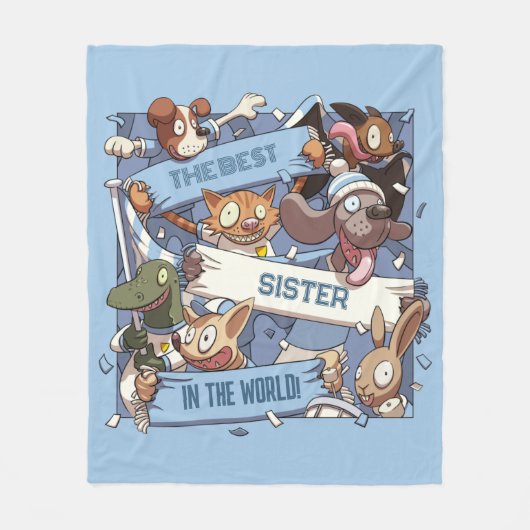 Funny Animal Fans Beste Sister Sports Crowd Cartoo Fleece Deken (Voorkant)