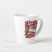 Funny Animal Fans Hooray voor Coffee Crowd Cartoon Latte Mok (Rechterhoek)