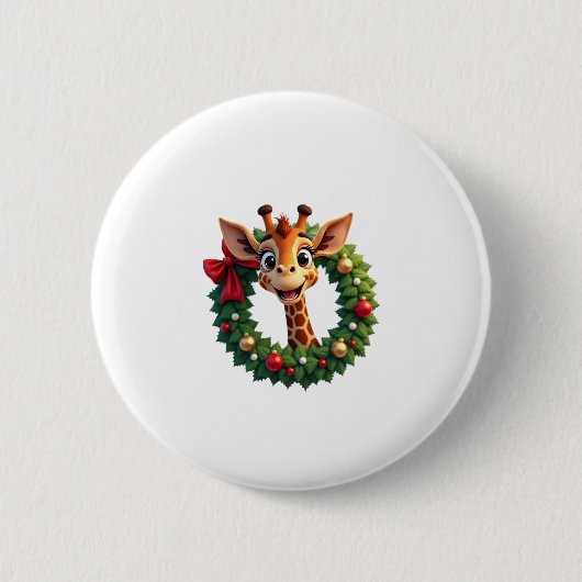 Funny Animal Giraffe Meme Face Festive Xmas T-Shir Ronde Button 5,7 Cm (Voorkant)