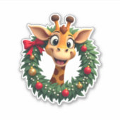 Funny Animal Giraffe Meme Face Festive Xmas T-Shir Sticker (Voorkant)