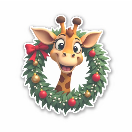 Funny Animal Giraffe Meme Face Festive Xmas T-Shir Sticker (Voorkant)