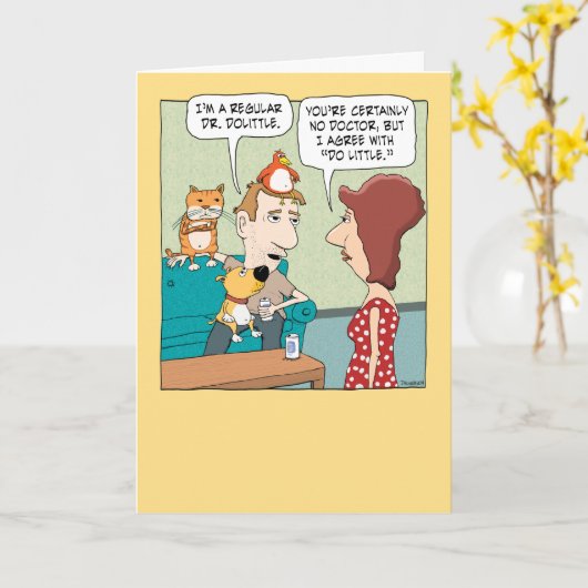 Funny Animal Magnetism Jubileum Kaart (Gele Bloem)