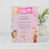 Funny Animal Musical Baby Shower-uitvindingen Kaart (Staand voorkant)