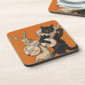 Funny Animal Onderzetters - Black Cat en White Rab (Linkerzijde)