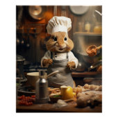 Funny Animal Poster Chef Eekhoorn Koken Poster (Voorkant)