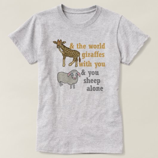 Funny Animal Pun, Giraffe en schapen T-shirt (Design voorkant)