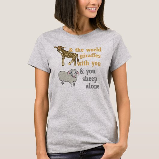 Funny Animal Pun, Giraffe en schapen T-shirt (Voorkant)