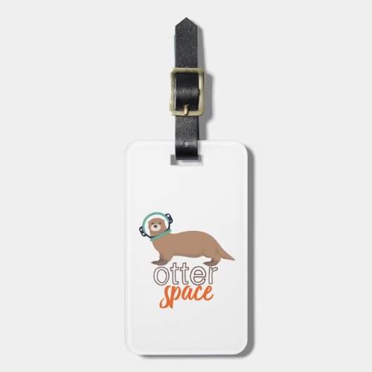 Funny Animal Puns Humor Otter Space Cartoon Bagagelabel (Voorkant verticaal)