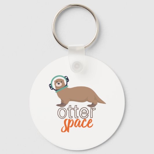 Funny Animal Puns Humor Otter Space Cartoon Sleutelhanger (Voorkant)