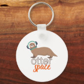 Funny Animal Puns Humor Otter Space Cartoon Sleutelhanger (Voorkant)