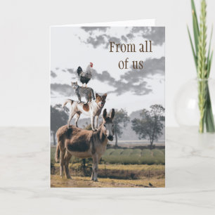 Funny Animal Pyramid Group Wenskaart Kaart