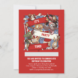 Funny Animal Sports Fans Scarf Waving Cartoon Kaart