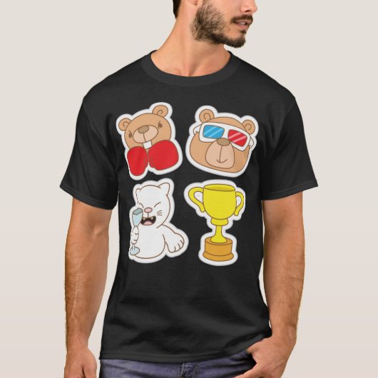 Funny animal stickers t-shirt (Voorkant)