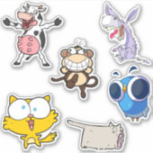 Funny Animal vinyl Sticker Pack Silly Cartoons (Voorkant)