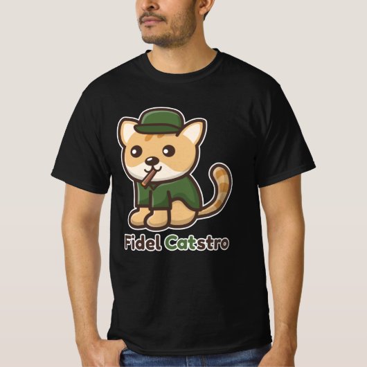 Funny Animals Cat Fidel Castro T-shirt (Voorkant)