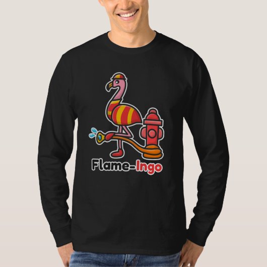 Funny Animals Fire Department Flamingo T-shirt (Voorkant)
