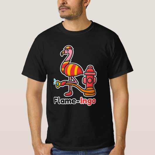 Funny Animals Fire Department Flamingo T-shirt (Voorkant)