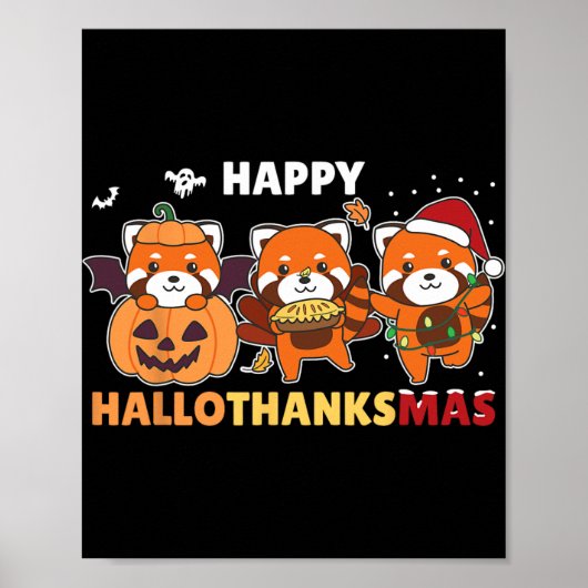 Funny Animals For The Holidays Red Panda Christmas Poster (Voorkant)