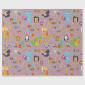 Funny Animals Happy Birthday Cadeaupapier (Vlak)