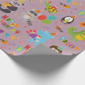 Funny Animals Happy Birthday Cadeaupapier (Hoek)