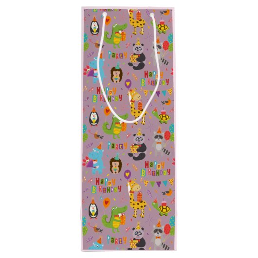 Funny Animals Happy Birthday Wijn Cadeautas (Achterkant)